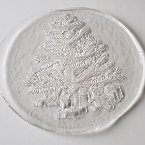 Round Glass Christmas Tree Plate